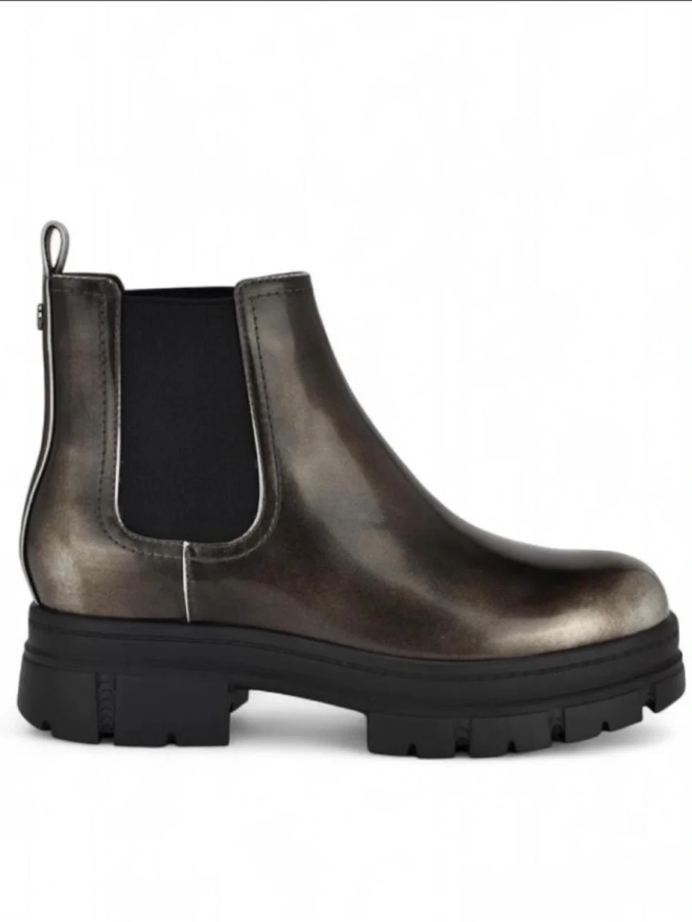 Chelsea Lug Boot in Metallic Gunmetal Women Nine West Women's Kimma